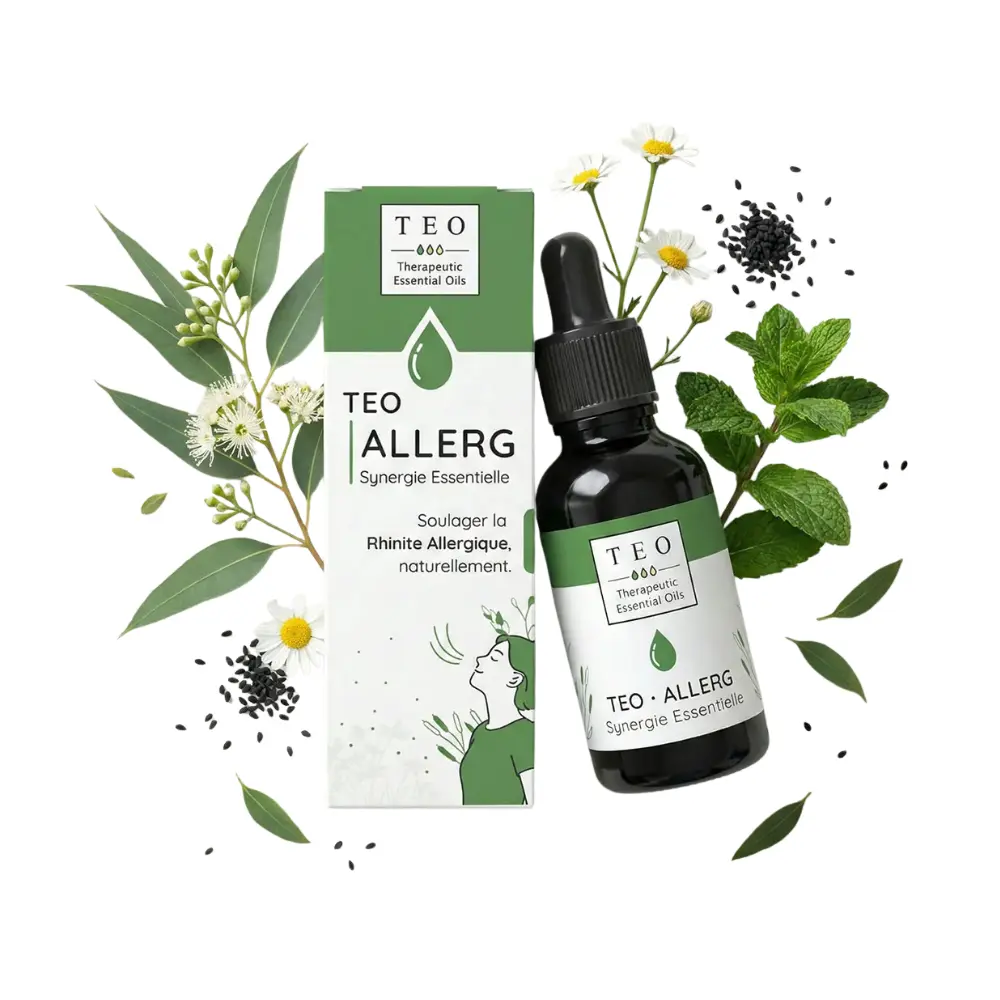 Synergie d’huiles essentielles TEO-ALLERG – 10 ml – Teo Flacon en verre de 10 ml avec compte-gouttes et étiquette TEO-ALLERG