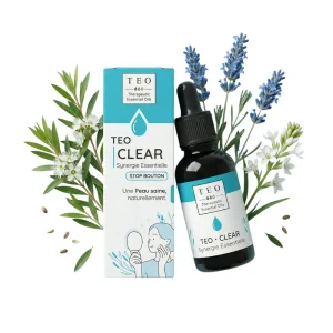 Flacon TEO-CLEAR 10 ml en verre avec compte-gouttes et étiquette