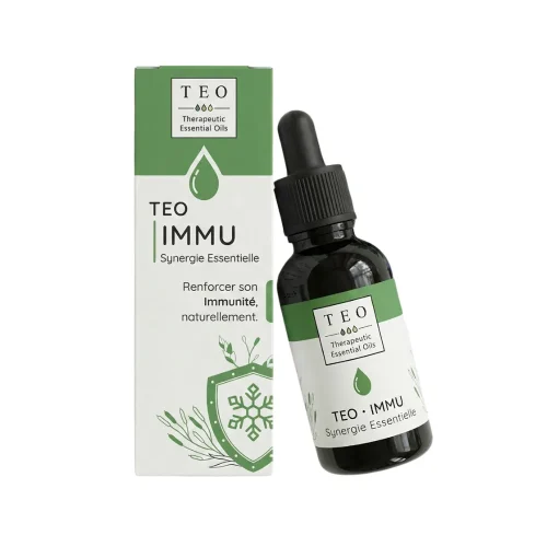 Flacon TEO-IMMU 10 ml en verre avec compte-gouttes et étiquette