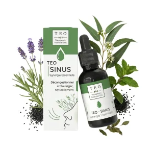 Synergie d’huiles essentielles TEO-SINUS – 10 ml – Teo Flacon TEO-SINUS 10 ml en verre avec compte-gouttes et étiquette