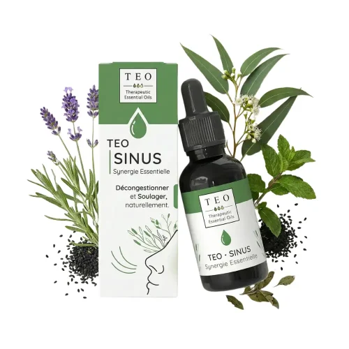 Flacon TEO-SINUS 10 ml en verre avec compte-gouttes et étiquette