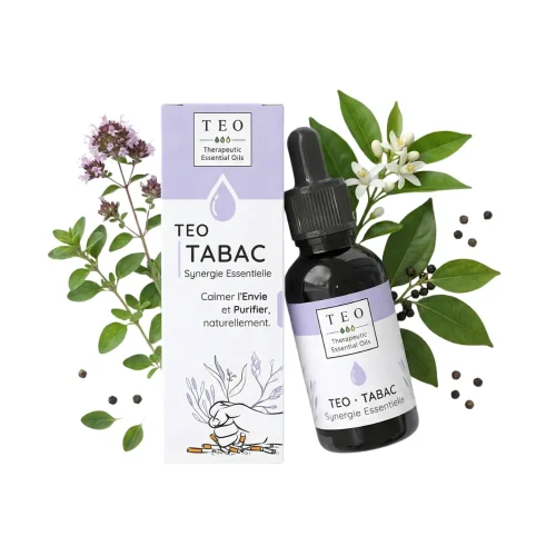 Flacon TEO-TABAC 10 ml en verre avec bouchon compte-gouttes et étiquette