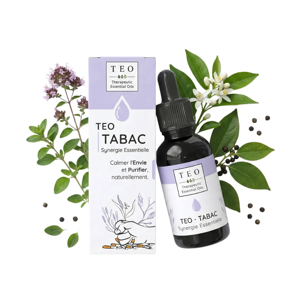 Flacon TEO-TABAC 10 ml en verre avec bouchon compte-gouttes et étiquette