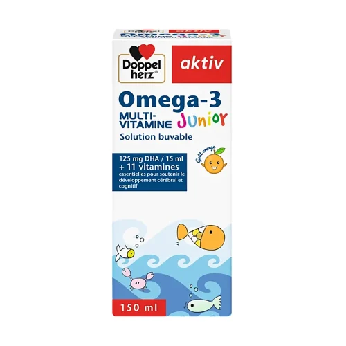 Flacon de Aktiv Omega-3 Junior multivitamine 150ml Doppelherz