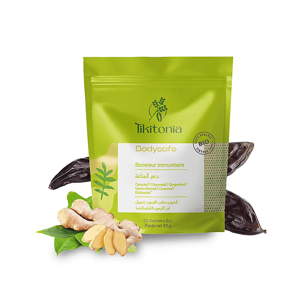 Boost Immunitaire -15 sachets -Tikitonia Boîte de sachets à infuser Boost Immunitaire avec étiquette Tikitonia