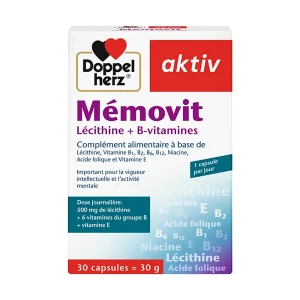 Memovit 30 capsules Doppelherz Flacon de Memovit 30 capsules Doppelherz sur fond blanc