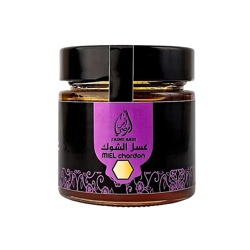 Miel de chardon pur 250g J'aime Ardi naturel Pot de miel de chardon 250g J'aime Ardi naturel, vue de face