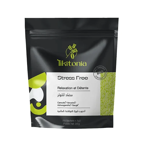 Relaxation & détente – 15 sachets – Tikitonia Boîte de sachets Relaxation & détente Tikitonia avec étiquette beige et texte lisible
