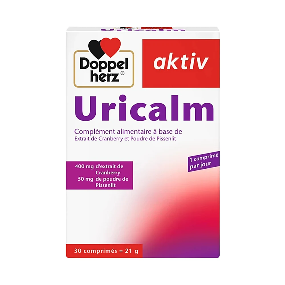 Uricalm 30 comprimés Doppelherz Boîte d’Uricalm 30 comprimés Doppelherz sur fond blanc