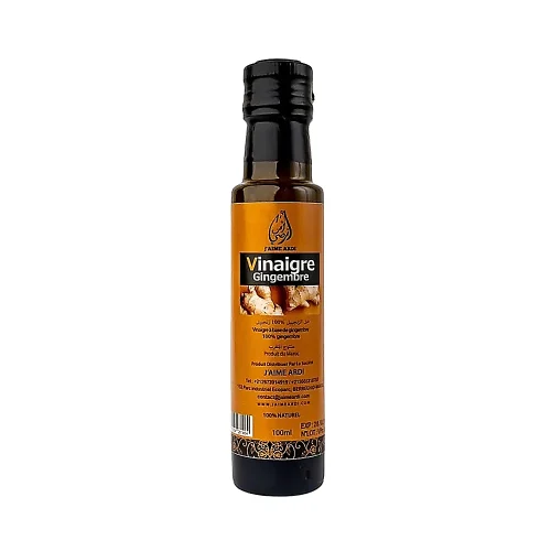 Vinaigre gingembre 100ml J'aime Ardi Bouteille de vinaigre gingembre 100ml J'aime Ardi sur fond clair