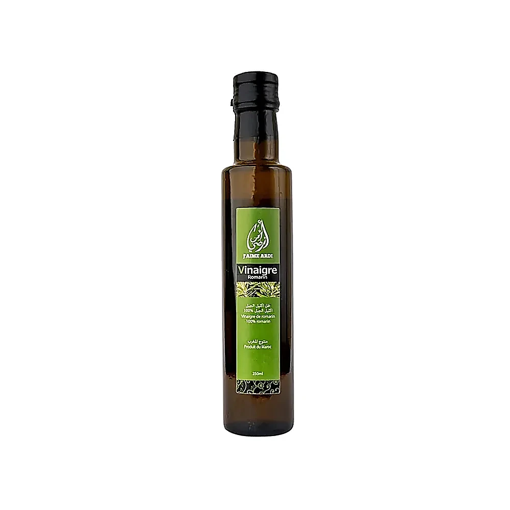 Vinaigre romarin 250ml J'aime Ardi Bouteille de vinaigre romarin 250ml J'aime Ardi sur fond blanc