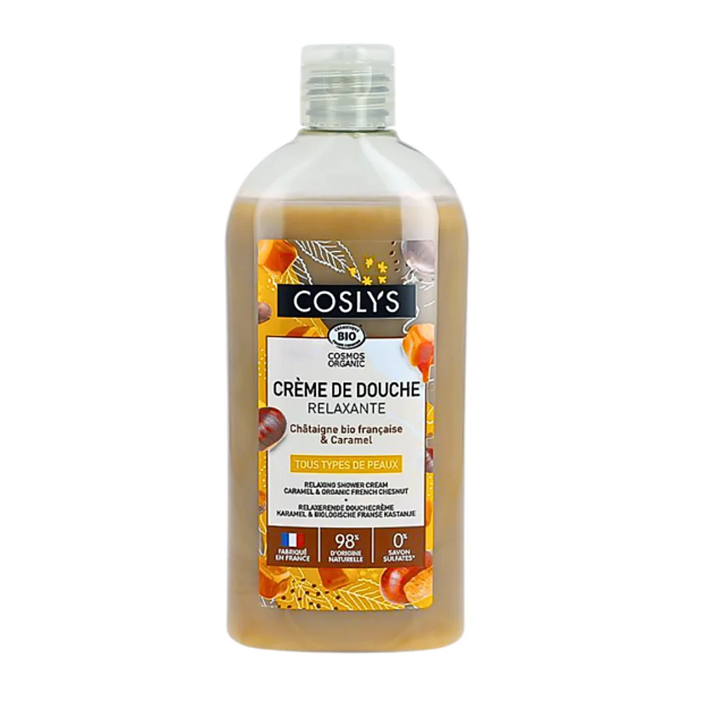 Crème Douche Relaxante Châtaigne Caramel 250 ml Coslys Flacon de Crème Douche Relaxante Coslys Châtaigne Caramel avec pompe 250 ml