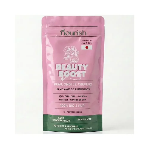 Sachet Boost beauté Nourish 200 g, poudre en packaging doypack