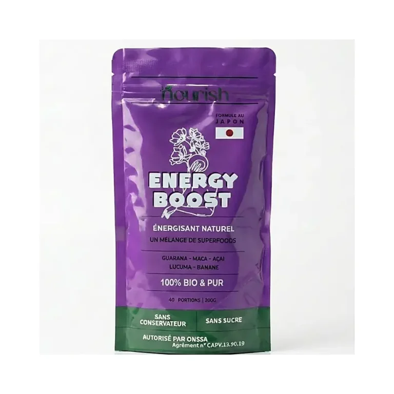 Sachet Boost énergie Nourish 200 g, poudre en emballage souple