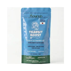 Boost transit Nourish – 200 g Sachet Boost transit Nourish 200 g, poudre verte en doypack