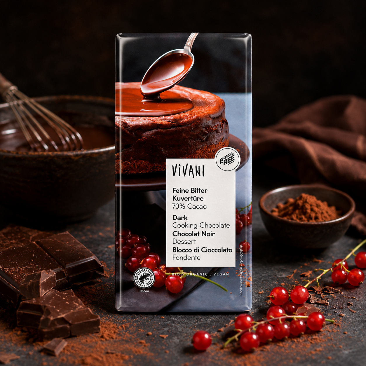 Tablette chocolat noir prix Maroc bio sans sucre amandes noisettes Vivani Kaoka