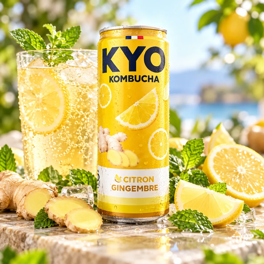 Kombucha prix Maroc – canette Kyo citron gingembre